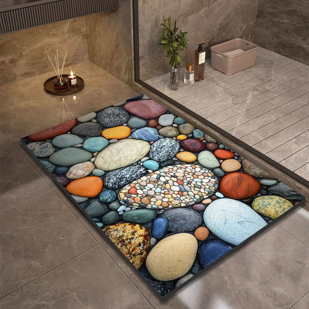 Quick-Drying Diatomaceous Earth Bath Mat – Non-Slip, Absorbent Stone Design for Bathroom, Shower, and Sink