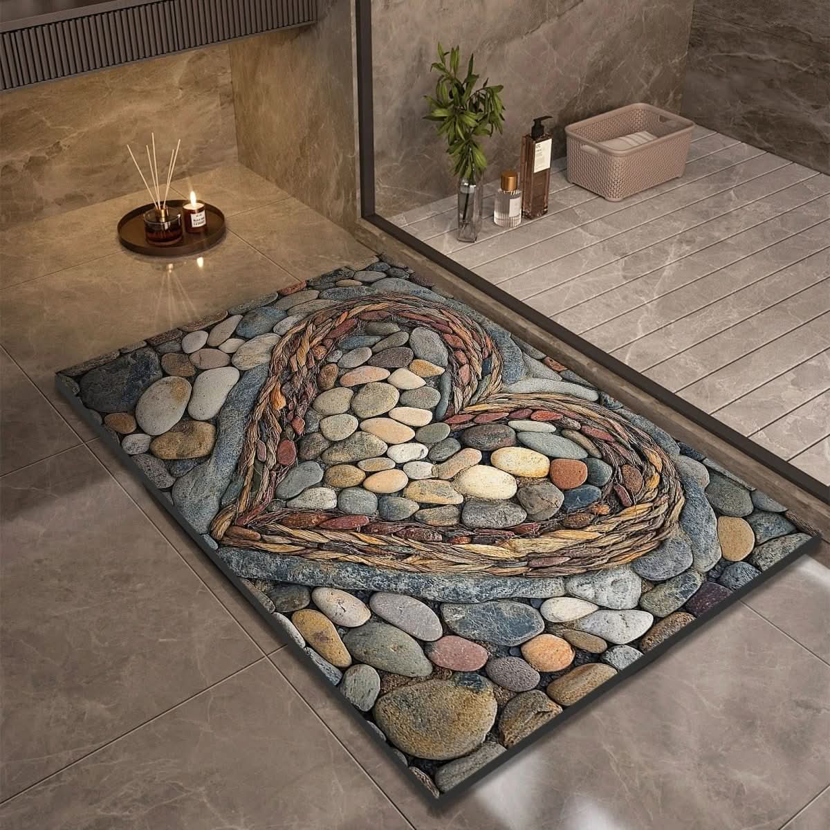 Quick-Drying Diatomaceous Earth Bath Mat – Non-Slip, Absorbent Stone Design for Bathroom, Shower, and Sink