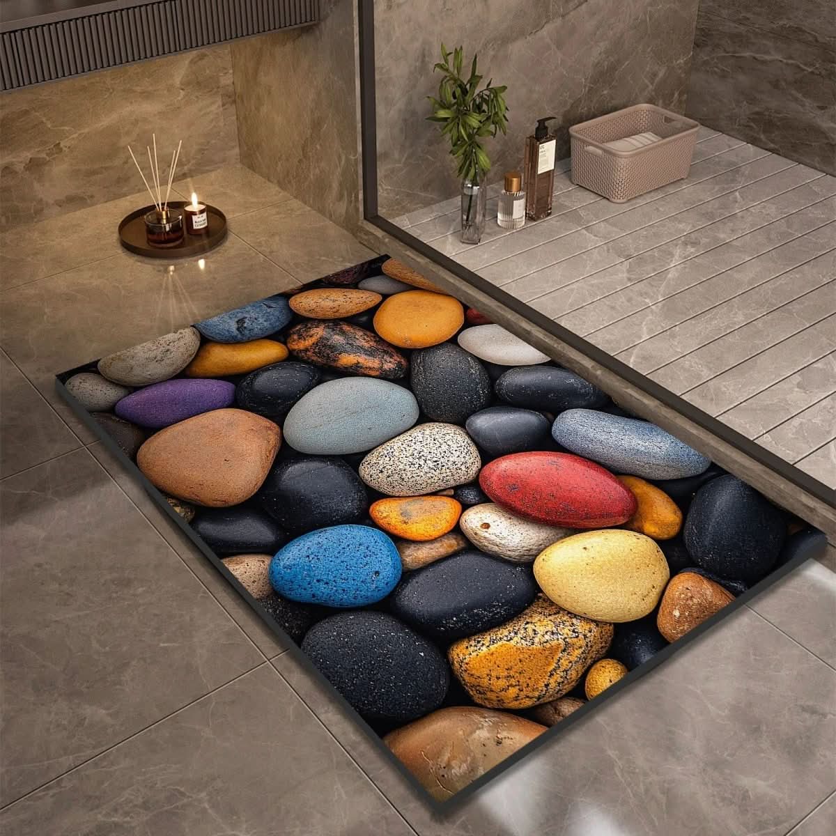 Quick-Drying Diatomaceous Earth Bath Mat – Non-Slip, Absorbent Stone Design for Bathroom, Shower, and Sink