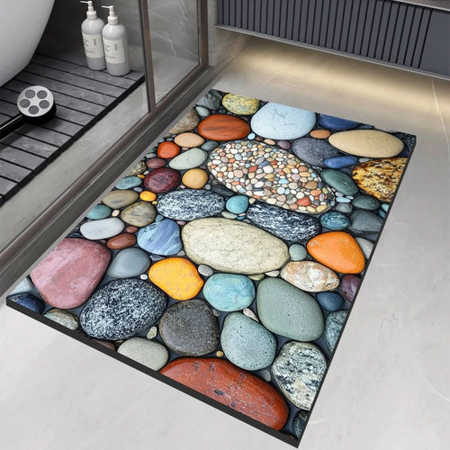 Quick-Drying Diatomaceous Earth Bath Mat – Non-Slip, Absorbent Stone Design for Bathroom, Shower, and Sink