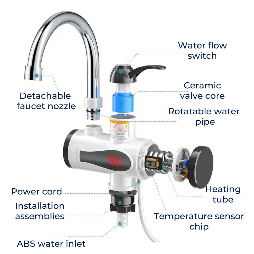 Compact Tankless Instant Hot Water Faucet – Energy-Efficient for Kitchens & Bathrooms