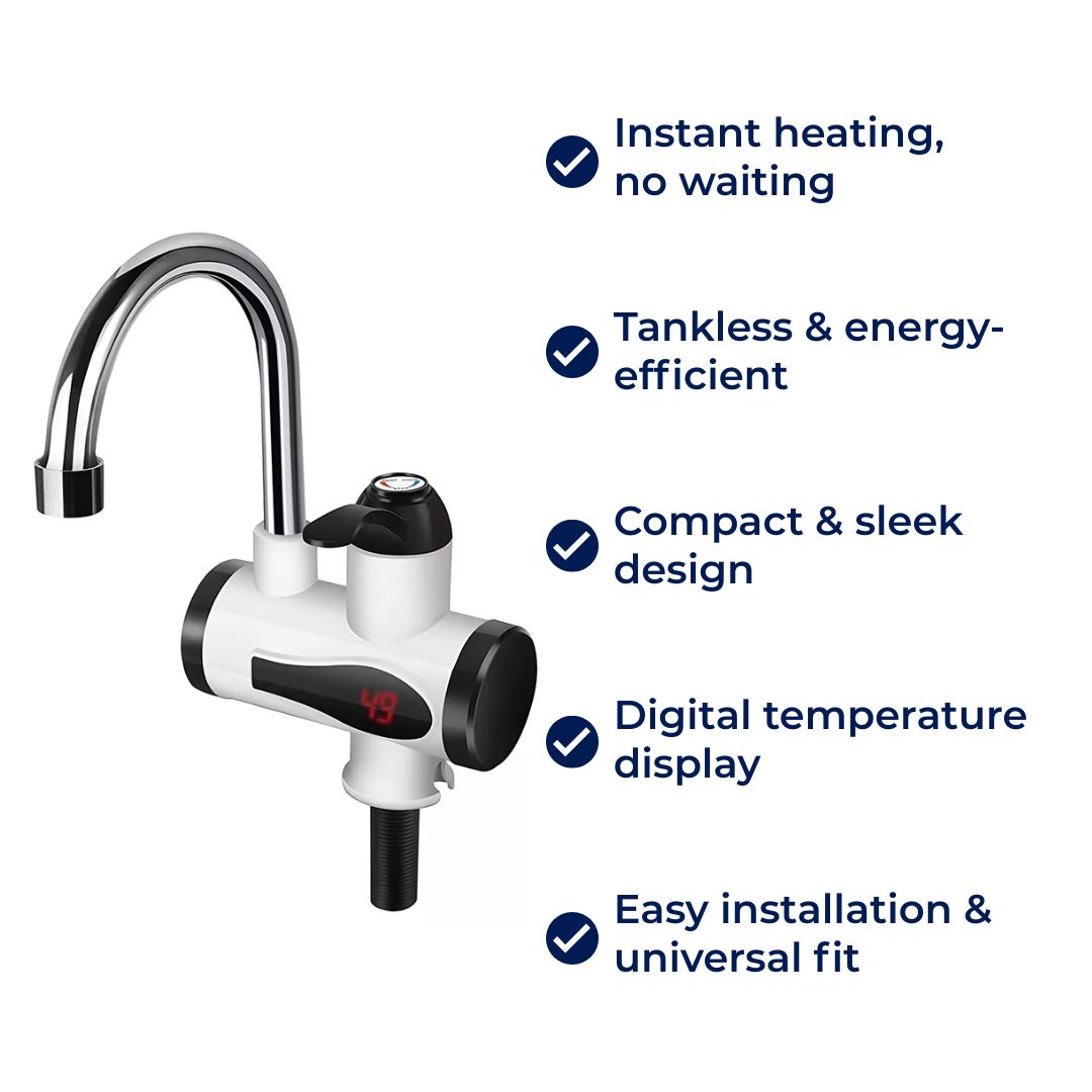Compact Tankless Instant Hot Water Faucet – Energy-Efficient for Kitchens & Bathrooms
