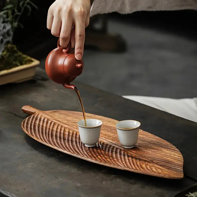Wooden Serving Tray in Leaf Shape Made from Arborwood