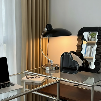 Bauhaus Style Iron Table Lamp with Soft Ambient Lighting