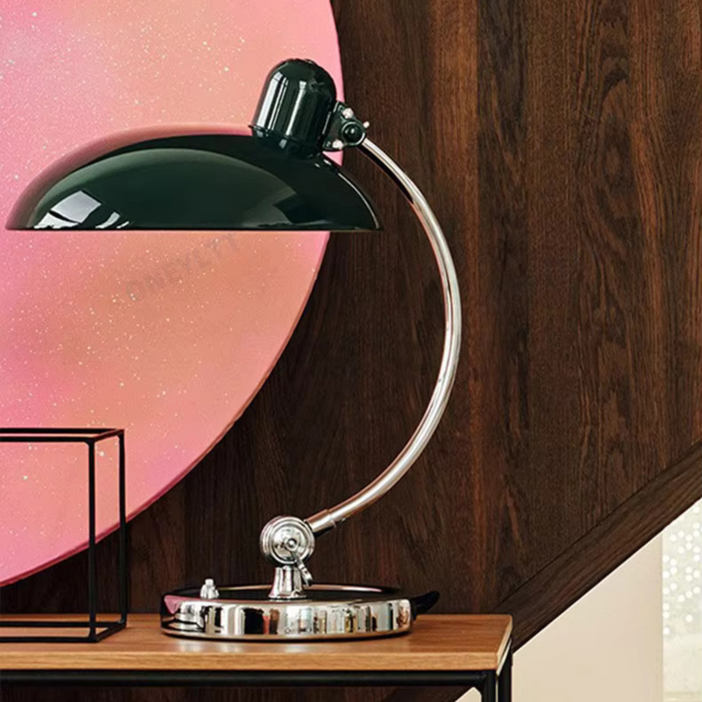 Bauhaus Style Iron Table Lamp with Soft Ambient Lighting