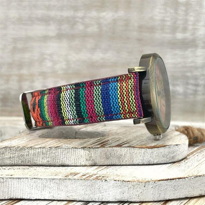 Stylish Timepiece with Woven Fabric Band | Vintage Charm