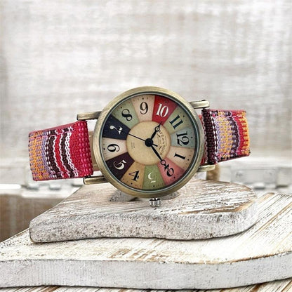 Stylish Timepiece with Woven Fabric Band | Vintage Charm