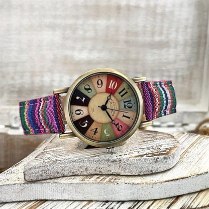 Stylish Timepiece with Woven Fabric Band | Vintage Charm