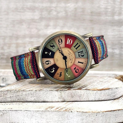 Stylish Timepiece with Woven Fabric Band | Vintage Charm