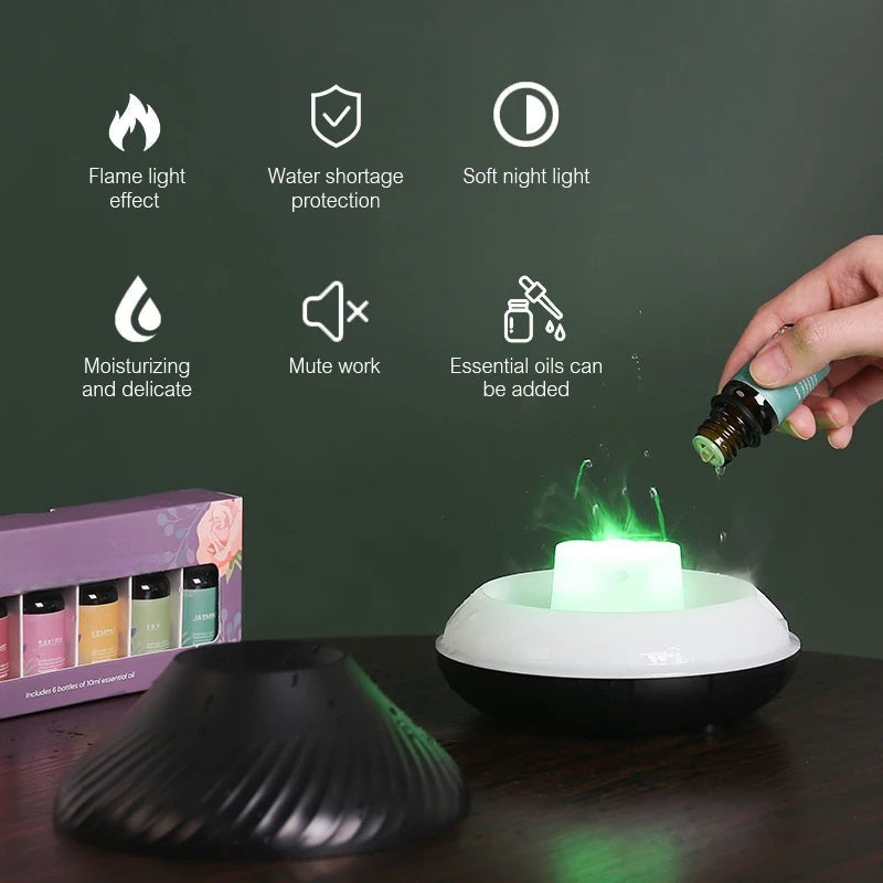 LED Flame Effect Essential Oil Diffuser
