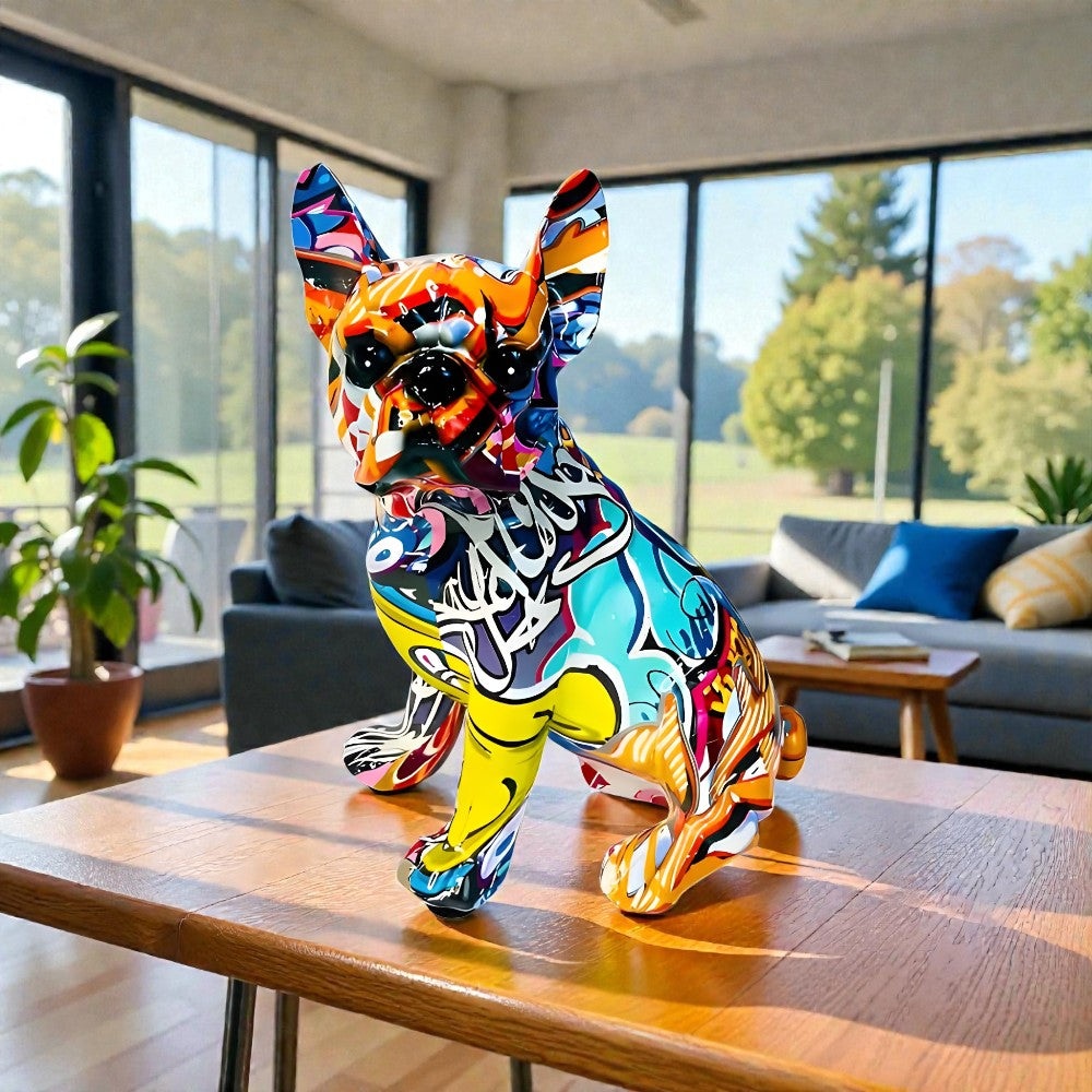 Vibrant Bulldog Street Art Sculpture