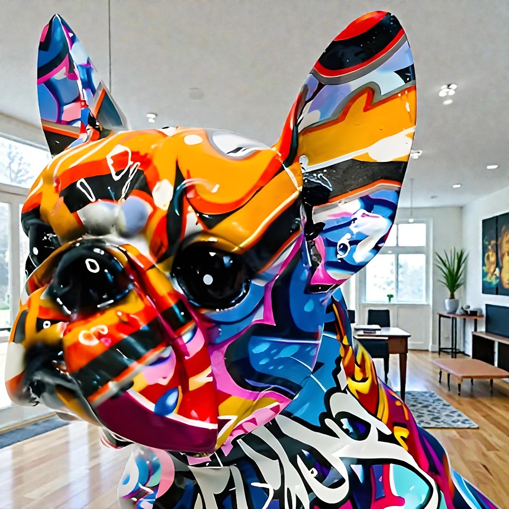 Vibrant Bulldog Street Art Sculpture