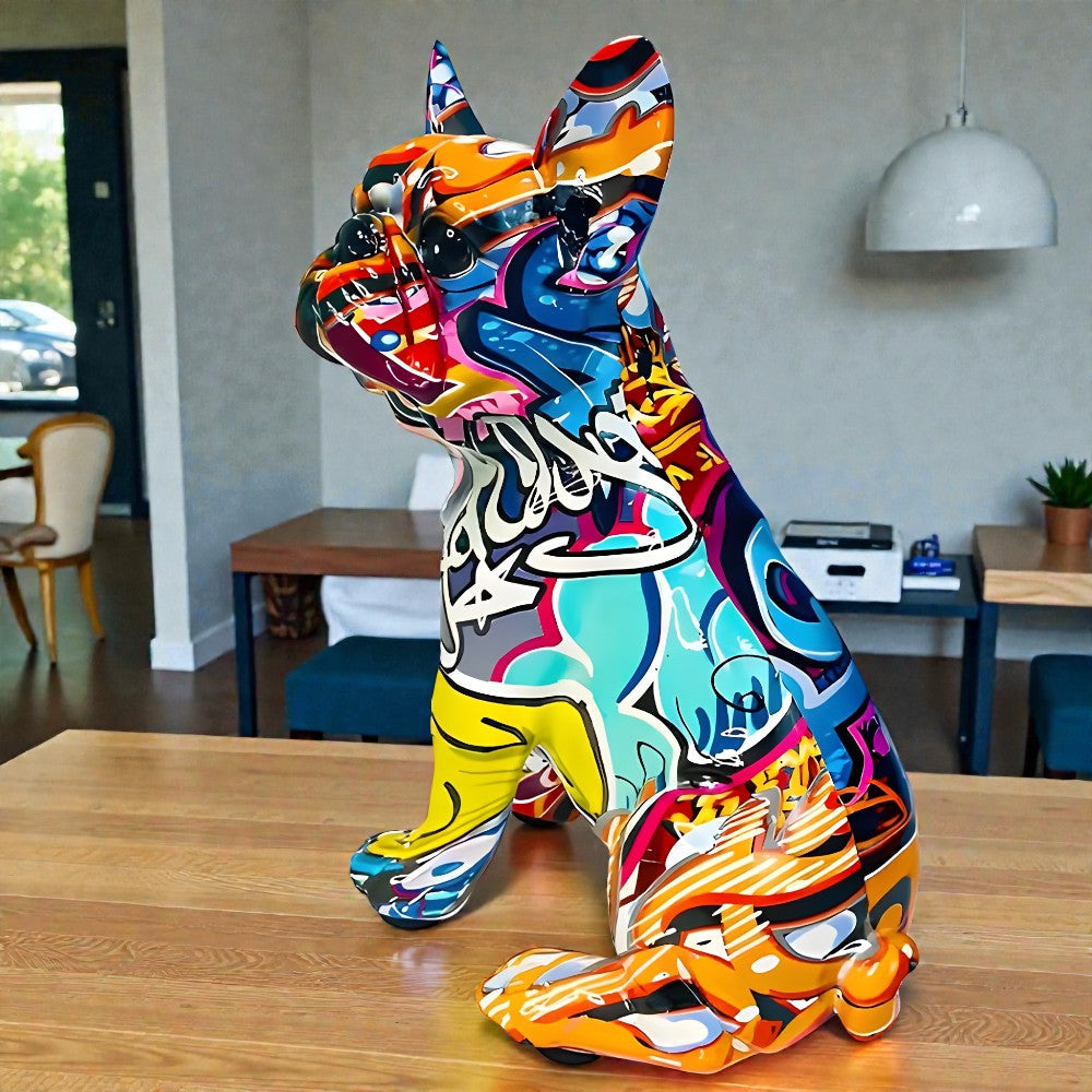 Vibrant Bulldog Street Art Sculpture