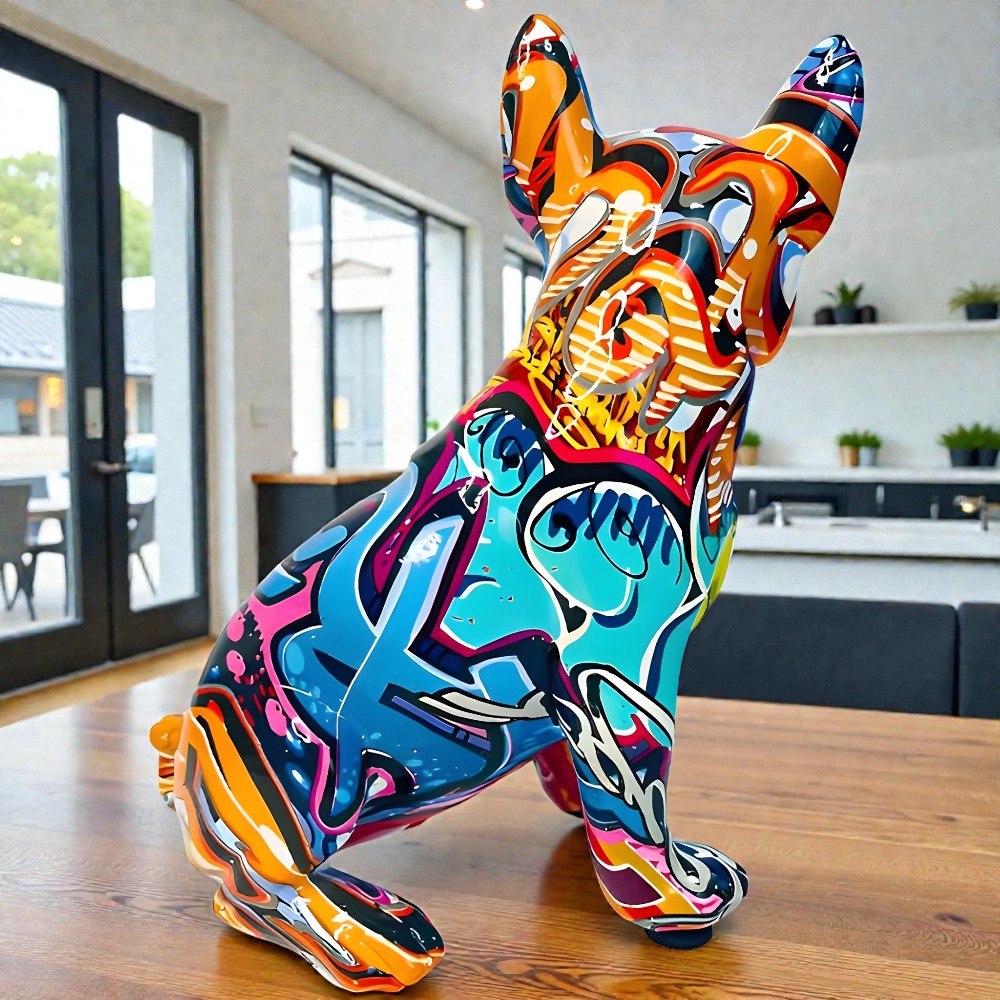 Vibrant Bulldog Street Art Sculpture