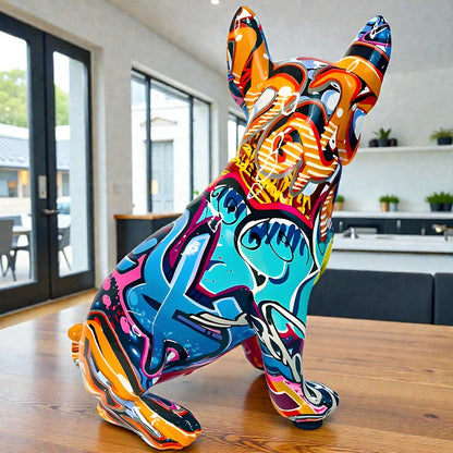 Vibrant Bulldog Street Art Sculpture