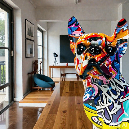 Vibrant Bulldog Street Art Sculpture