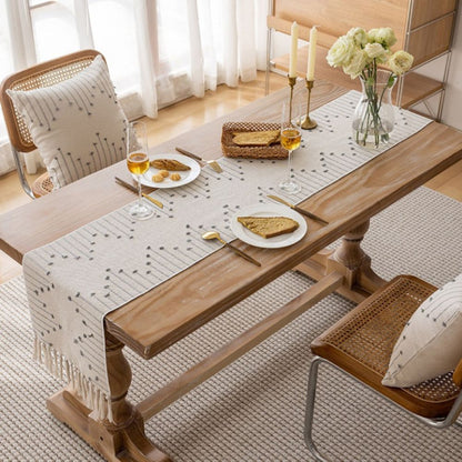 Serene Cotton Tassel Table Runner for Stylish Dining