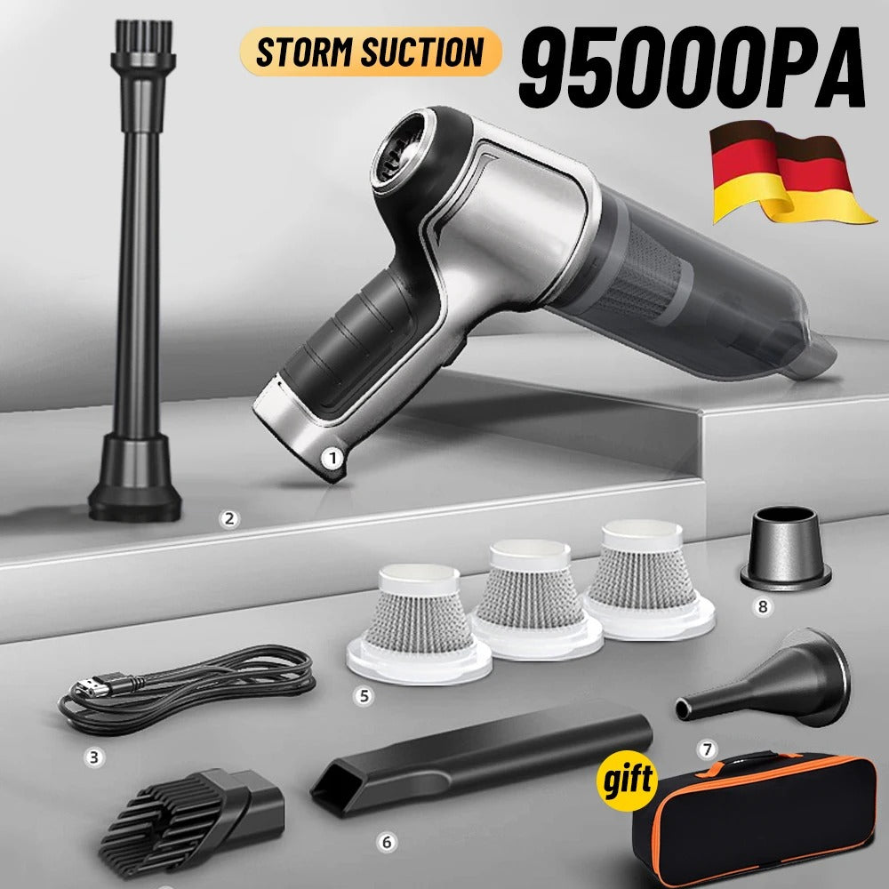 Lightweight Wireless Car Vacuum – 95000PA Suction Power, Quiet Operation