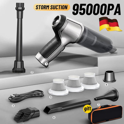 Lightweight Wireless Car Vacuum – 95000PA Suction Power, Quiet Operation