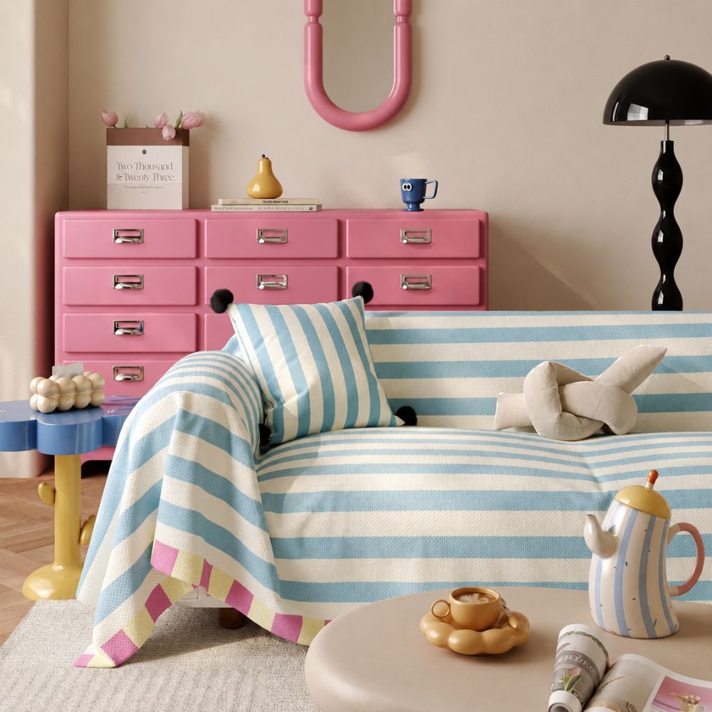 Charming Striped Sofa Protector for a Fresh Look