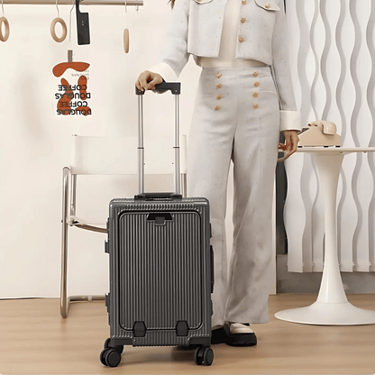 Hard Shell Carry-On Suitcase with Aluminium Frame – 20 Inch, 40L, Laptop Compartment & USB Ports