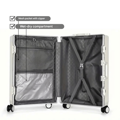 Hard Shell Carry-On Suitcase with Aluminium Frame – 20 Inch, 40L, Laptop Compartment & USB Ports