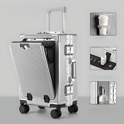 Hard Shell Carry-On Suitcase with Aluminium Frame – 20 Inch, 40L, Laptop Compartment & USB Ports