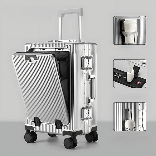 Hard Shell Carry-On Suitcase with Aluminium Frame – 20 Inch, 40L, Laptop Compartment & USB Ports
