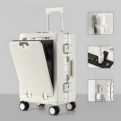 Hard Shell Carry-On Suitcase with Aluminium Frame – 20 Inch, 40L, Laptop Compartment & USB Ports