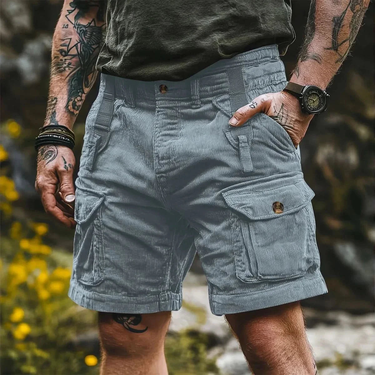 Casual Daily Wear Bermuda Shorts – Retro Style Design