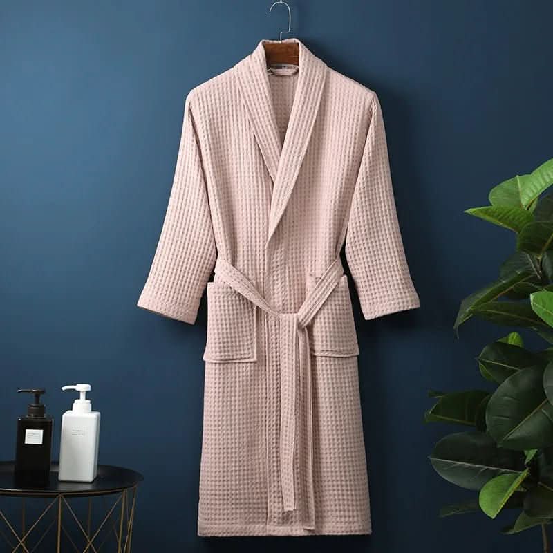 Lightweight Unisex Spa Bathrobe in Waffle Texture