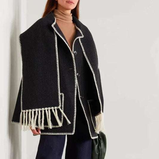 ChicWool Wrap Coat with Stylish Scarf