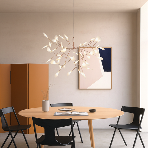 LED Pendant Light in Pink and Gold Design