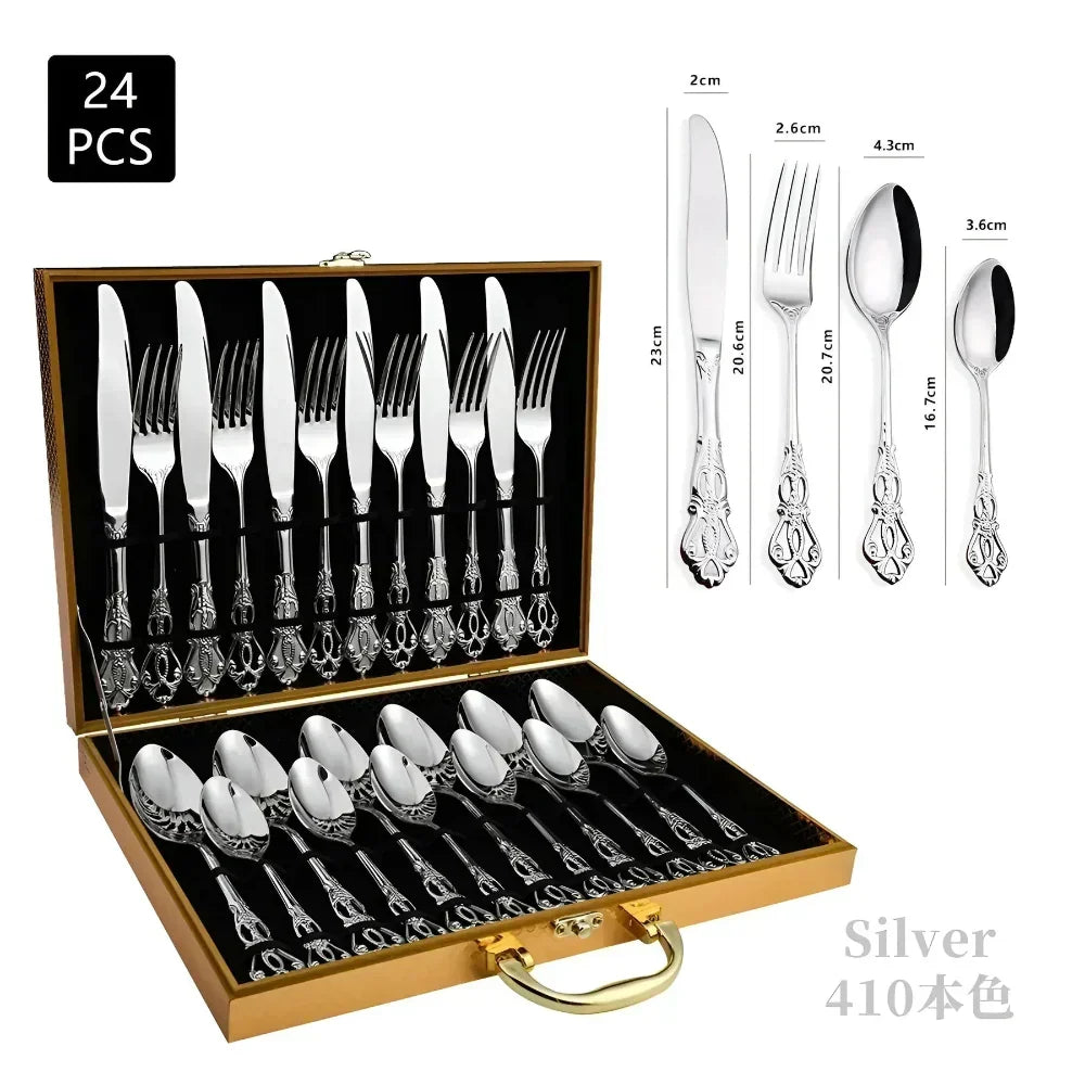 Stainless Steel Cutlery Set with 24 Pieces