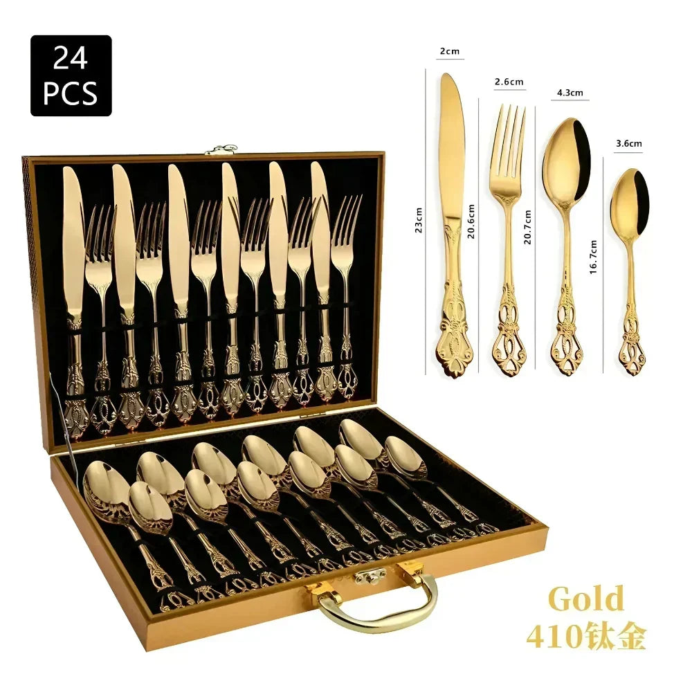 Stainless Steel Cutlery Set with 24 Pieces