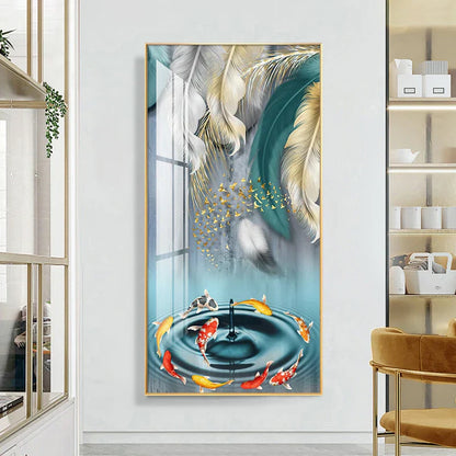 Abstract Golden Feather Deer Landscape Canvas Art for Elegant Home Decor