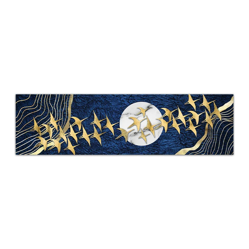 Golden Birds in the Moon Canvas Wall Art - Modern Wide Format Decor