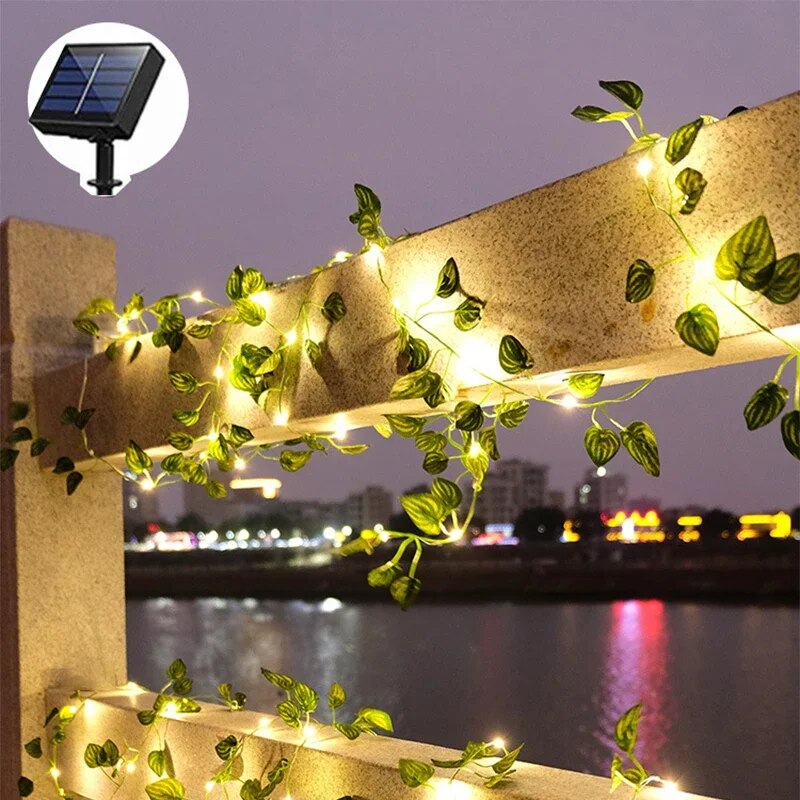 Solar-Powered Ivy String Lights | Warm White Glow for Outdoors