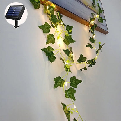 Solar-Powered Ivy String Lights | Warm White Glow for Outdoors
