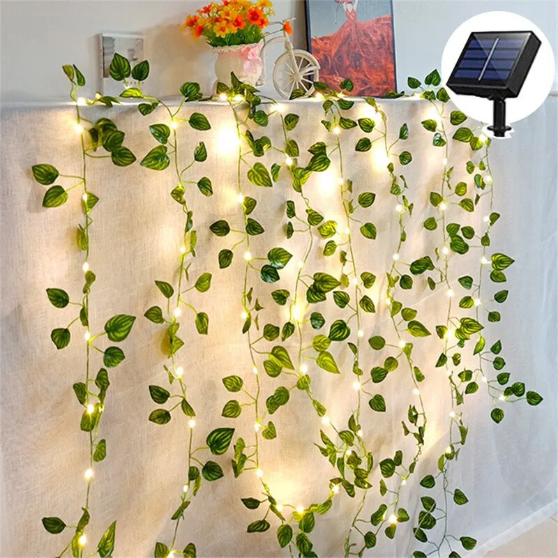Solar-Powered Ivy String Lights | Warm White Glow for Outdoors