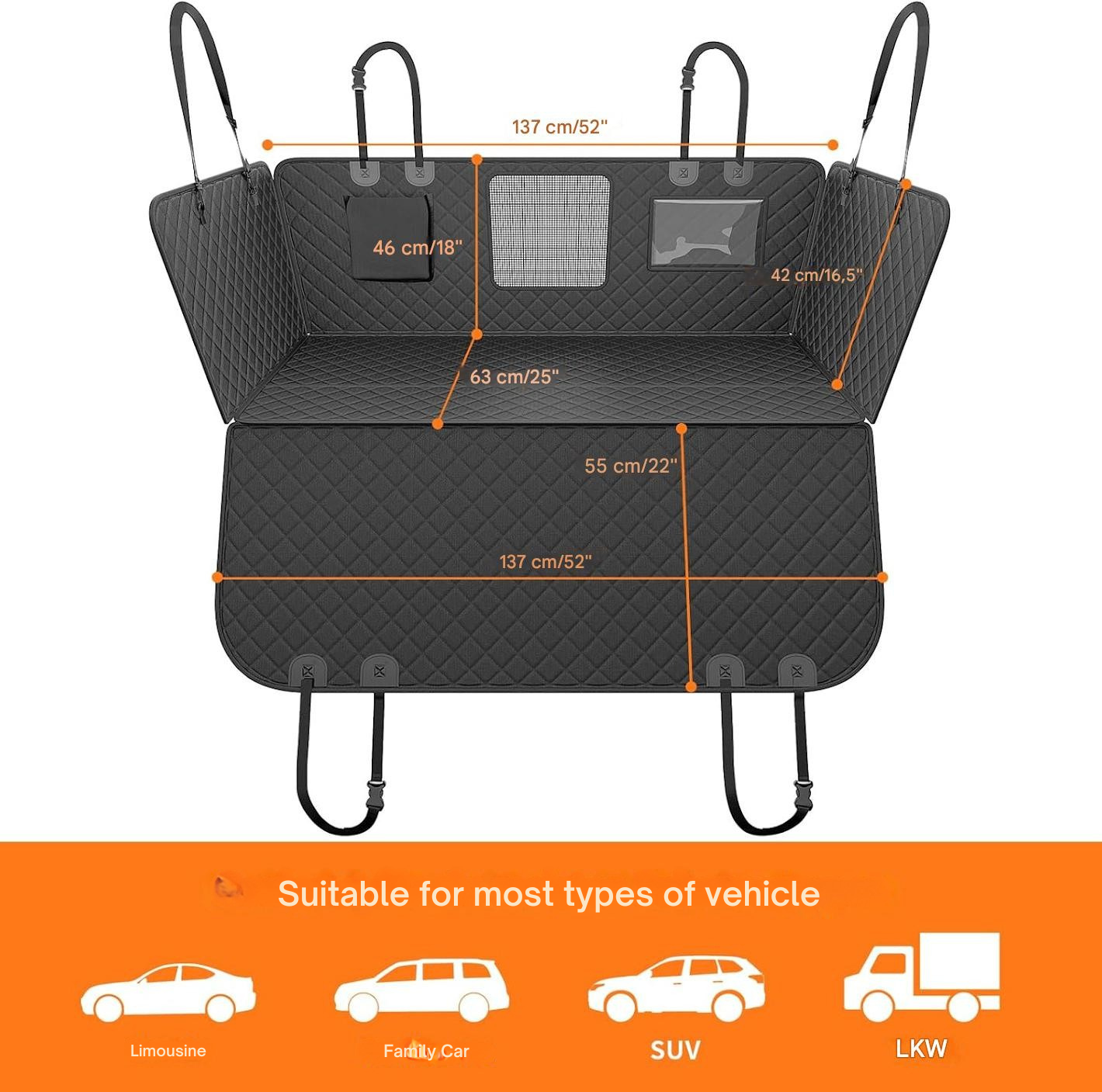 Pet Travel Protector | Waterproof Back Seat Cover for Dogs