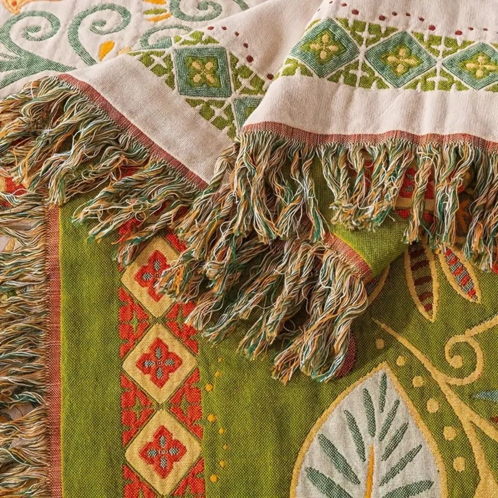 Vibrant Floral Reversible Cotton Throw Blanket