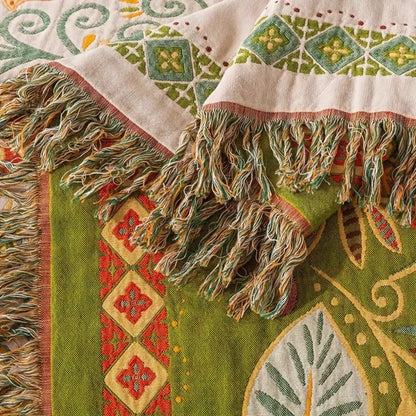 Vibrant Floral Reversible Cotton Throw Blanket