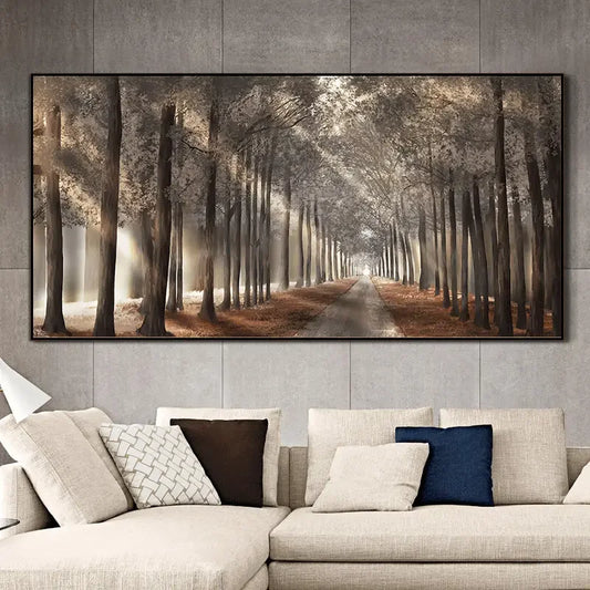 Scandinavian Style Canvas Print of Autumn Forest Landscape for Home Decor