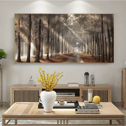 Scandinavian Style Canvas Print of Autumn Forest Landscape for Home Decor