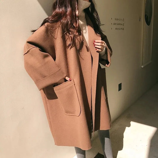 Chic Plus-Size Wool Trench Coat for Effortless Elegance
