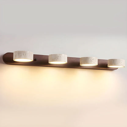 Indoor LED Wall Fixture with Natural Travertine and Wood for Warm Lighting