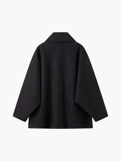 Stylish Oversized Coat in Wool Blend with Button Closure