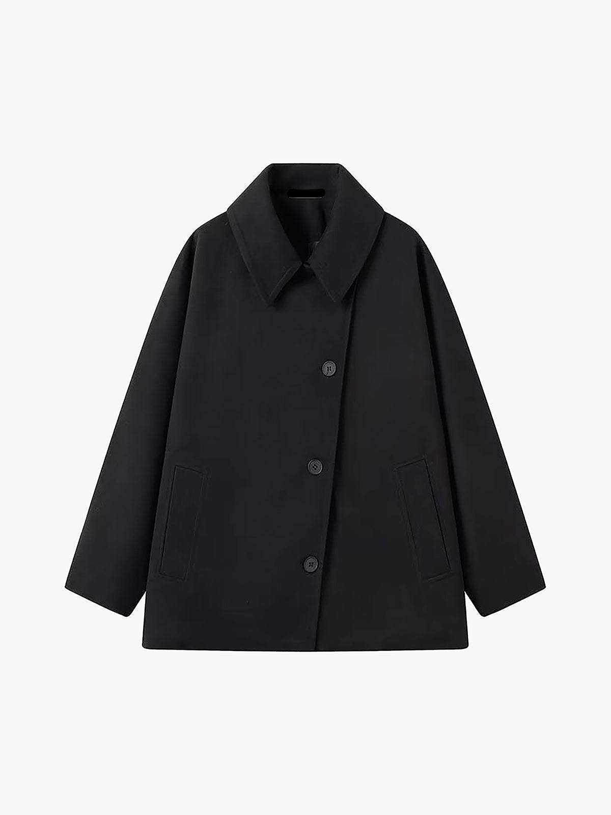 Stylish Oversized Coat in Wool Blend with Button Closure