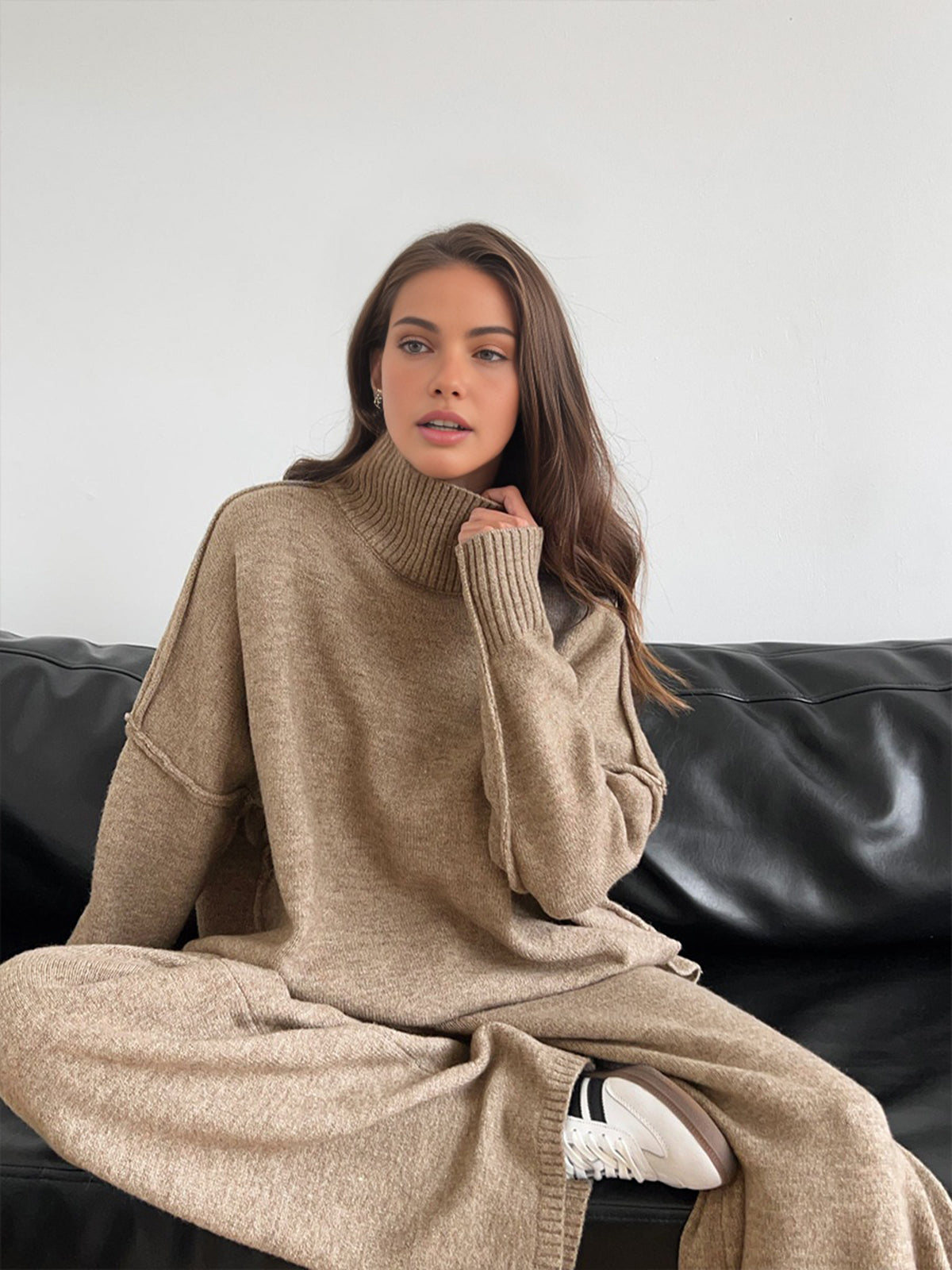 Soft Knit Turtleneck Loungewear Set for Ultimate Comfort and Style
